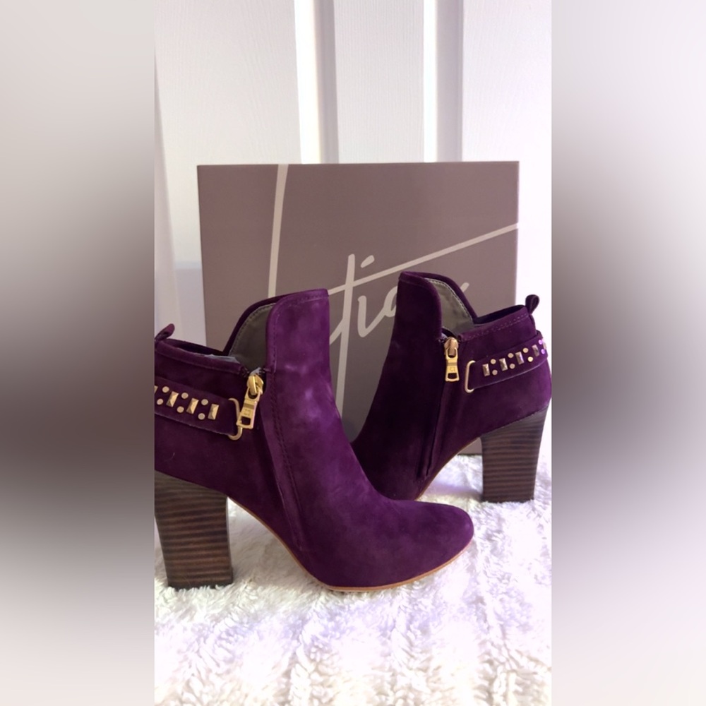 Purple Suede Ankle Boots
